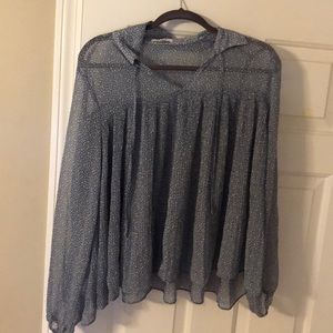 Blue with white polka dot blouse